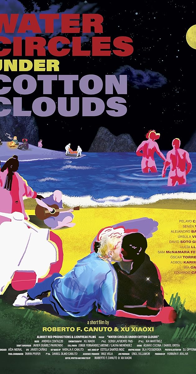 Círculos sobre agua, bajo nubes de algodón
